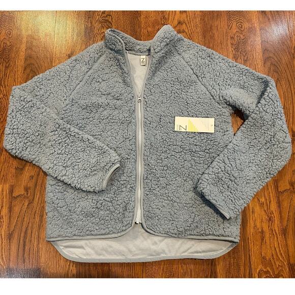 Zella Sherpa Aura Faux Shearling Full Zip Lightweight Jacket Blue - Medium NWT - Picture 1 of 8
